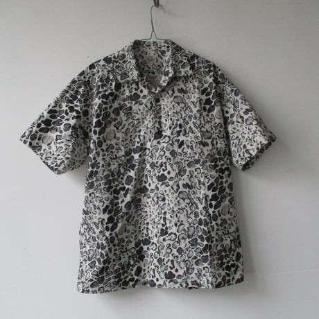 GOLD/ゴールド TILE LEOPARD COTTON SLAB S/S OPEN SHIRT-GL-38298-/レオパード シャツ　半袖