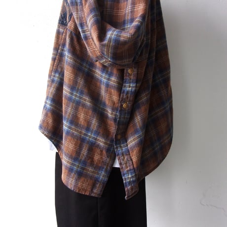 OLD PARK HALF-BUTTON SHIRT FLANNNEL - sizeFREE / OP-544 / OLDPARK オールドパーク ハーフボタン シャツ フランネル