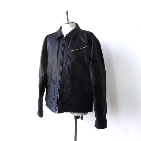 OLD PARK ZIP UP WORK JACKET-LEATHER- sizeL / OP-516 / OLDPARK オールドパーク レザー ワークジャケット