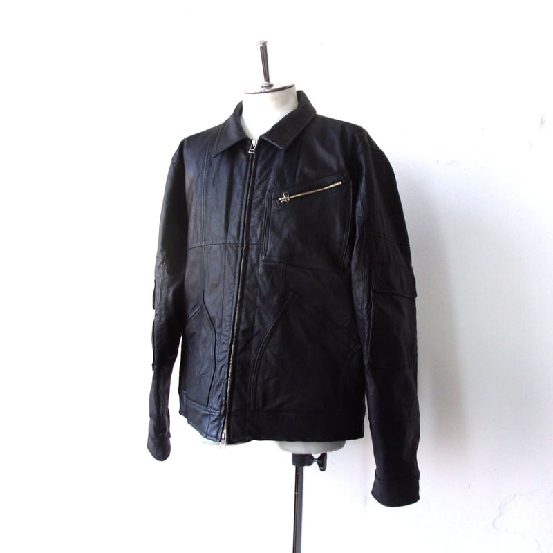OLD PARK ZIP UP WORK JACKET-LEATHER- sizeL / OP