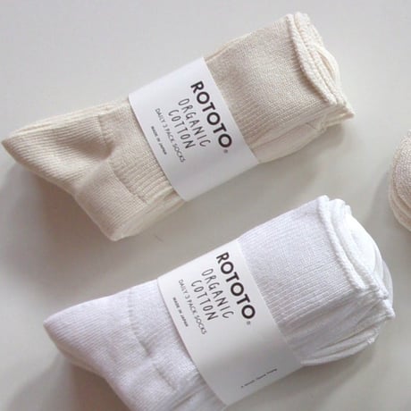 ROTOTO ORGANIC DAILY 3 PACK RIBBED CREW SOCKS / R1427-222 / ロトト オーガニック　3足パック クルーソックス