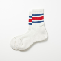ROTOTO WASHI CUSHION STRIPE CREW SOCKS/ R1534 / ロトト 和紙　ストライプ クルーソックス