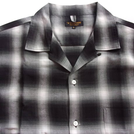 AVontade Open Collar Shirts SS -Cotton/Rayon Shadow Check-VTD-0383-SH アボンタージ オープンカラーシャツ チェック【2026SS】