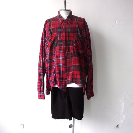 OLD PARK HALF-BUTTON SHIRT FLANNNEL - sizeFREE / OP-544 / OLDPARK オールドパーク ハーフボタン シャツ フランネル