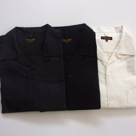 AVontade Open Collar Shirts S/S - Cotton/Linen Chambray- VTD-0383-SH- コットンリネン オープンカラー【2025SS新色】