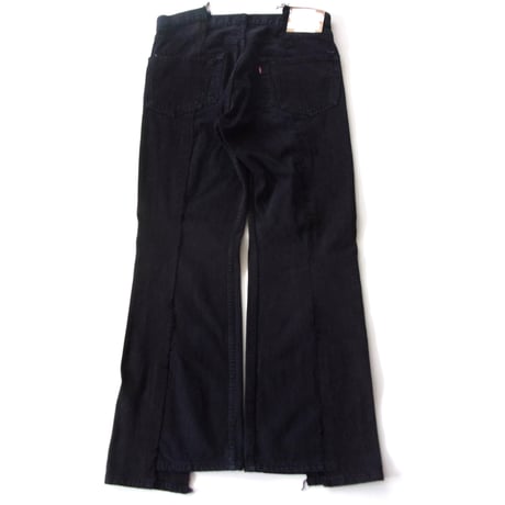 OLD PARK W POCKET FLARE JEANS - BLACK - sizeL / OP-432 / OLDPARK オールドパーク Wポケット フレアー ジーンズ  ブラック Lサイズ