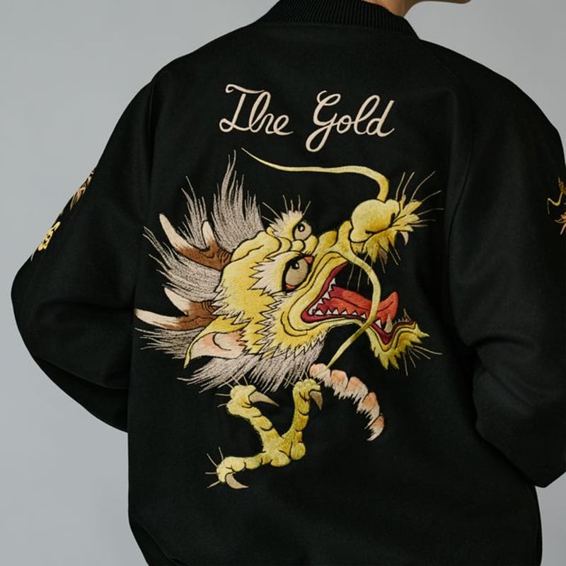 スコッチ　GOLD / MELTON×ACETATE SOUVENIR GOLD＞WOOL MELTON × ACETATE SOUVENIR JACKET “SKULL” | MAKES