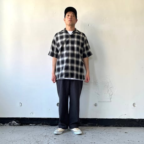 AVontade Open Collar Shirts SS -Cotton/Rayon Shadow Check-VTD-0383-SH アボンタージ オープンカラーシャツ チェック【2026SS】