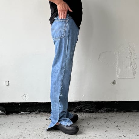OLD PARK OVERLAY JEANS- BLUE - sizeL / OP-517 / OLDPARK オールドパーク オーバーレイジーンズ　デニム ブルー Lサイズ