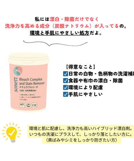 【衣服のシミ・食洗機洗浄に】sonettナチュラルブリーチ / 618（1点）セット