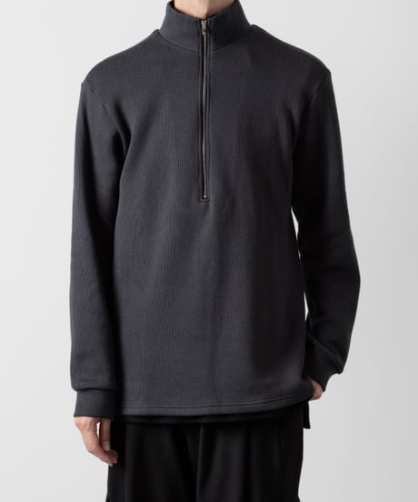 STAND COLLAR ZIP PULLOVER/CHARCOAL