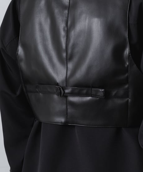 SYNTHETIC LEATHER VEST/BLACK