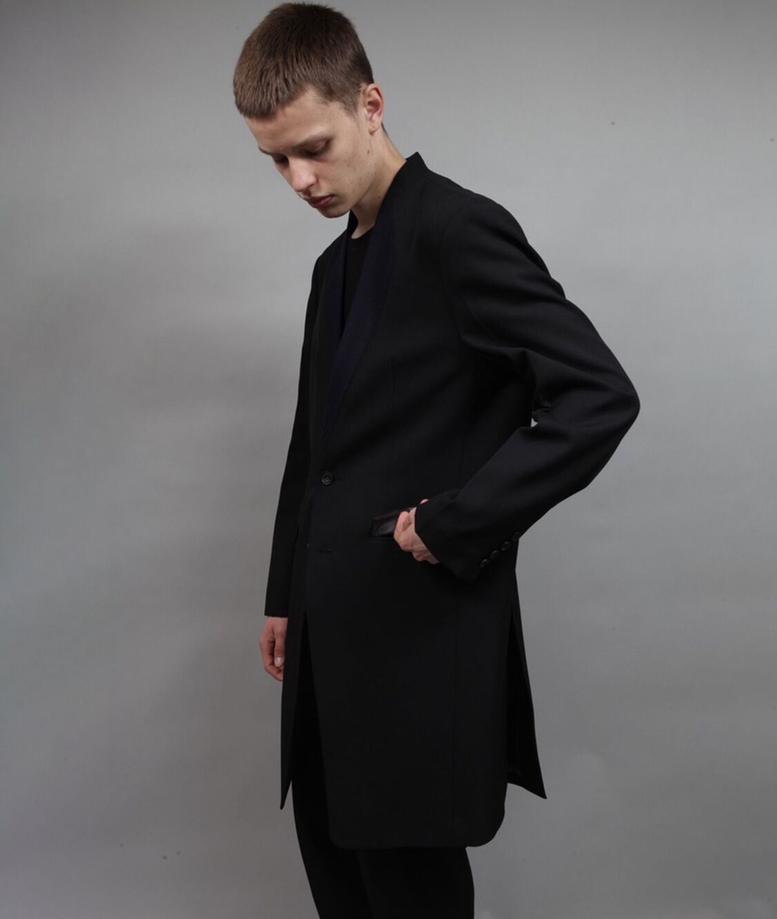 color cloth long jacket/BLACK | ato onlinestore