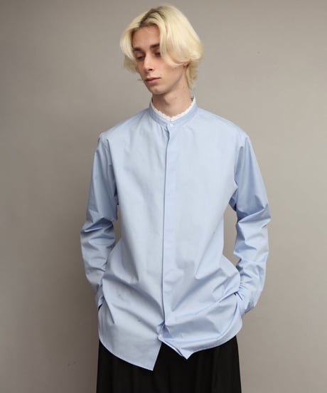 CUT OFF PLEATED SHIRTS/S.BLUE