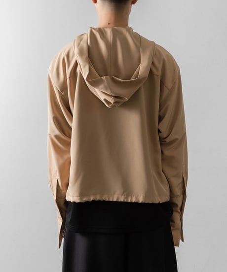 DOUBLE CUFFS HOOD ZIP SHIRT/BEIGE