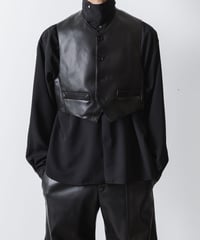 SYNTHETIC LEATHER VEST/BLACK