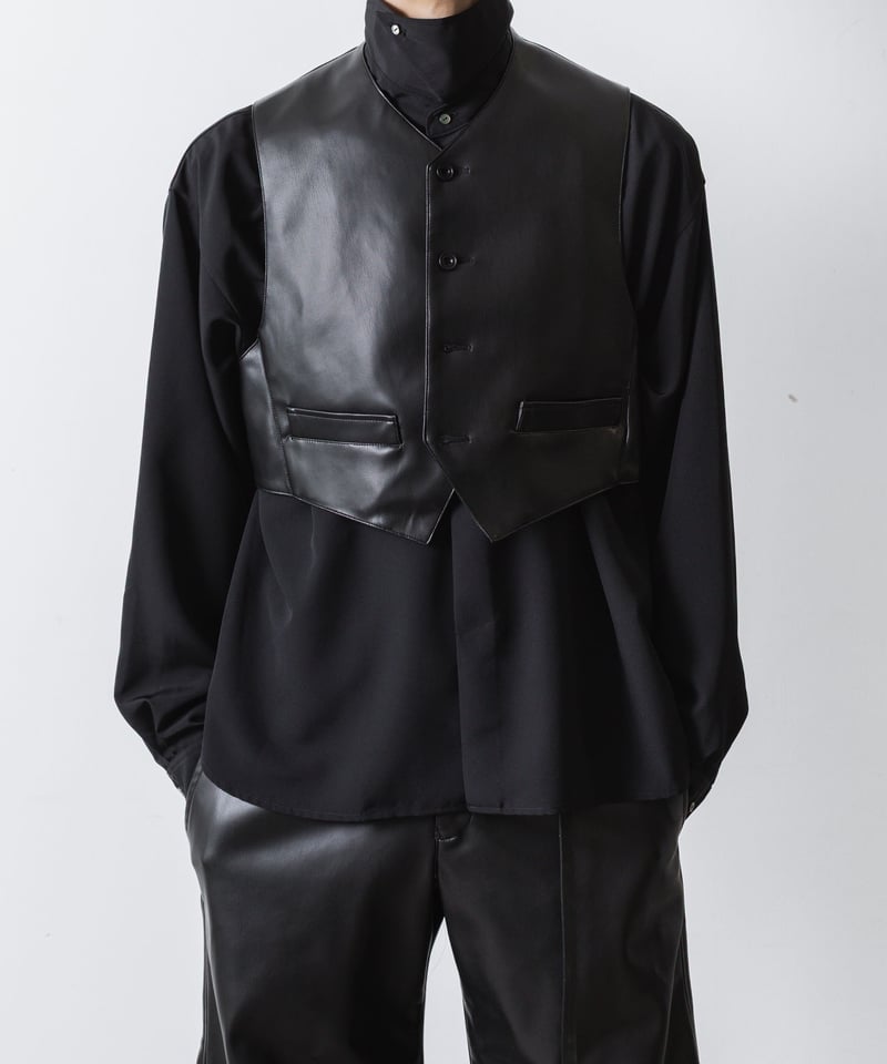 03~04AW　リバース　ナダ　異素材切り替え中綿ベスト　/L　ブラック　y2k 03~04AW リバース ナダ 異素材切り替え中綿ベスト /L ブラック