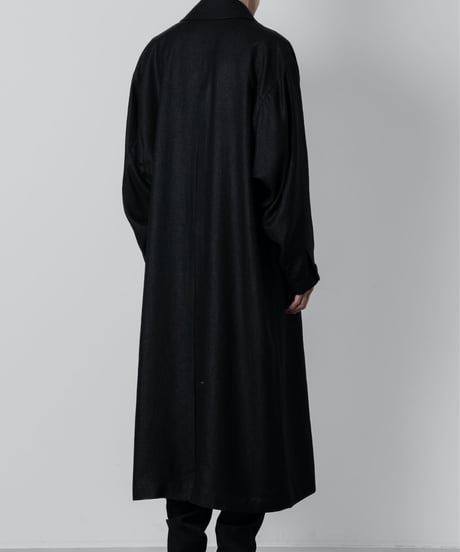 SLUB YARN BALMACAN COAT/BLACK