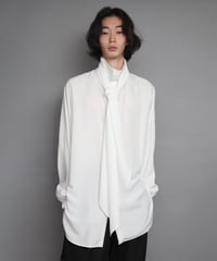 Crepe de Chine SCARF SHIRTS/WHITE