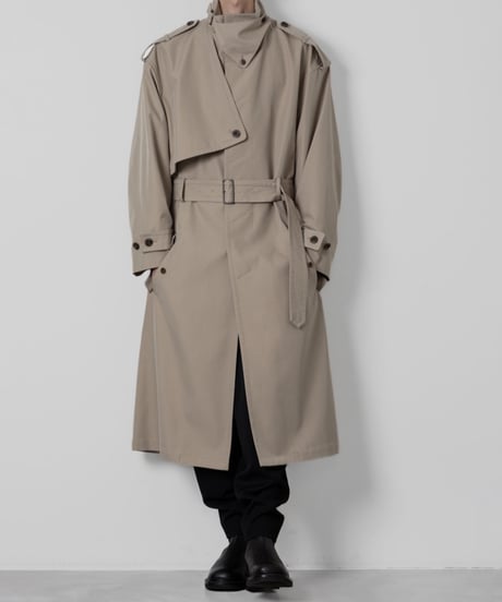 stand collar single trench coat/BEIGE