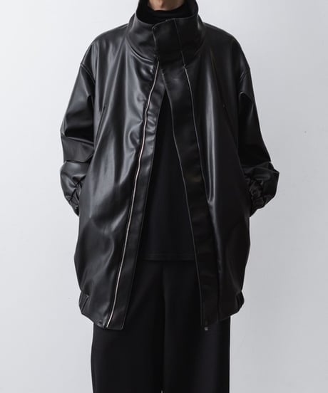 SYNTHETIC LEATHER BLOUSON/BLACK