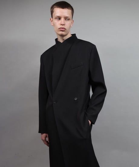 crease double short coat/BLACK