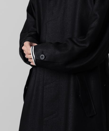 SLUB YARN BALMACAN COAT/BLACK