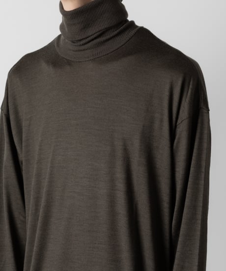 WOOL JERSEY TURTLE NECK/KHAKI