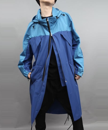 COTTON NYLON COAT/BLUE