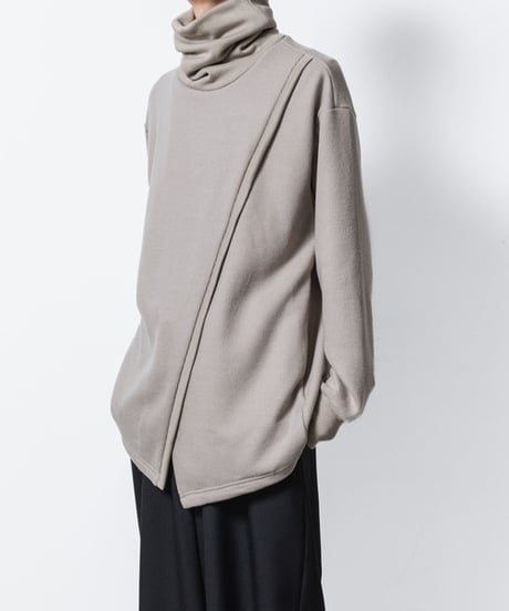 ASYMMETRY PULL-OVER CARDIGAN/BEIGE