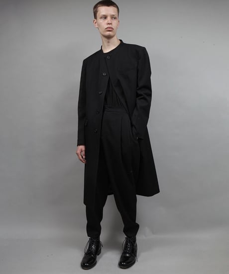 round neck coat/BLACK