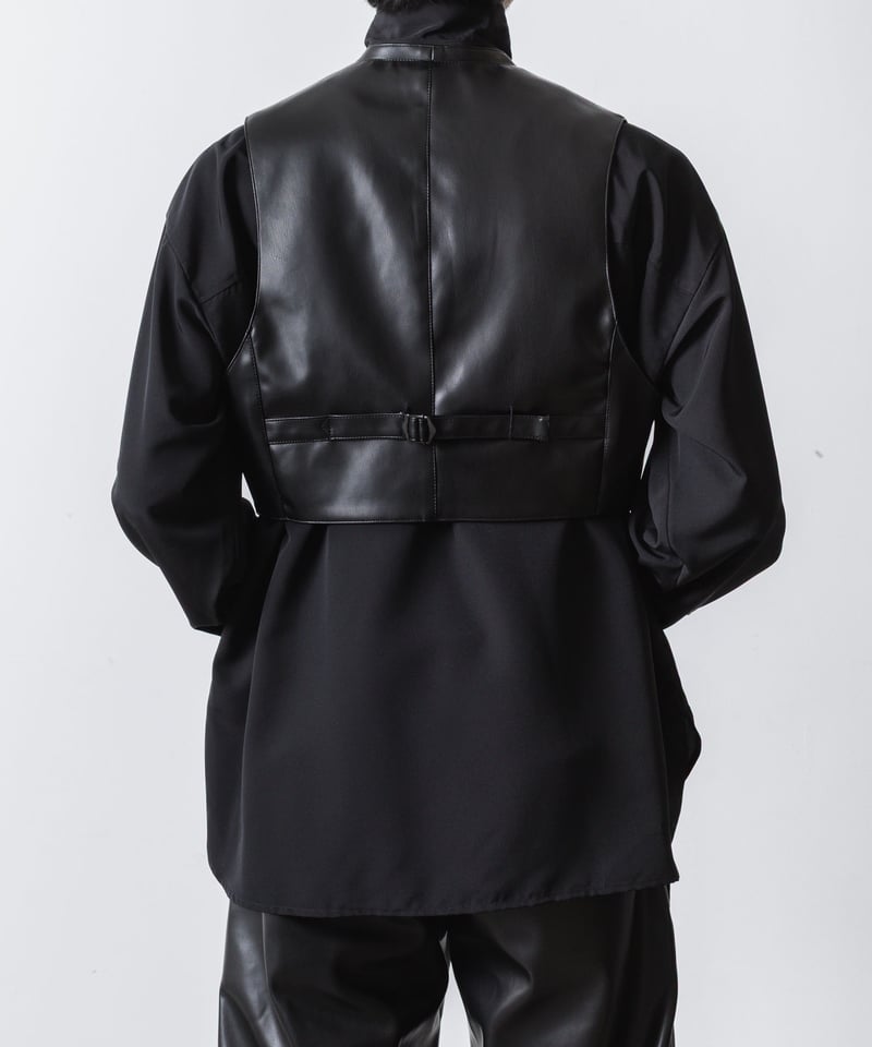 SYNTHETIC LEATHER VEST/BLACK | ato AOYAMA