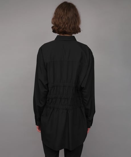 OVERSIZED SHIRRING SHIRTS/BLACK