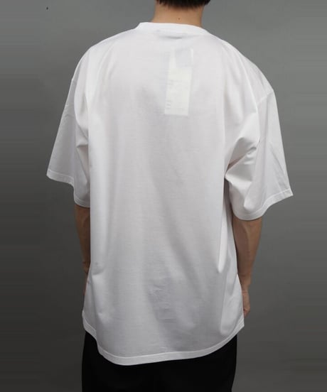 METALCOLOR BUTTON DRAPE T-SHIRT/WHITE