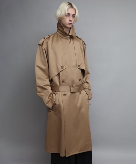 SATIN TRENCH COAT/BEIGE