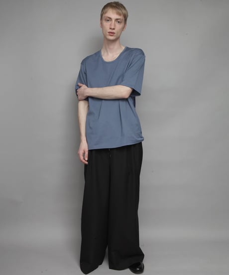 COTTON U-NECK T/BLUE