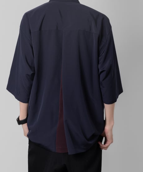 Crepe de Chine OPEN COLLAR SHIRTS/NAVY