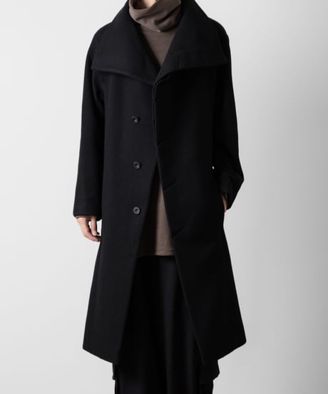 ENGLAND LAMB MELTON STAND COLLAR COAT/BLACK