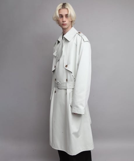 SATIN TRENCH COAT/L.GREEN