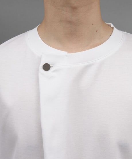 METALCOLOR BUTTON DRAPE T-SHIRT/WHITE
