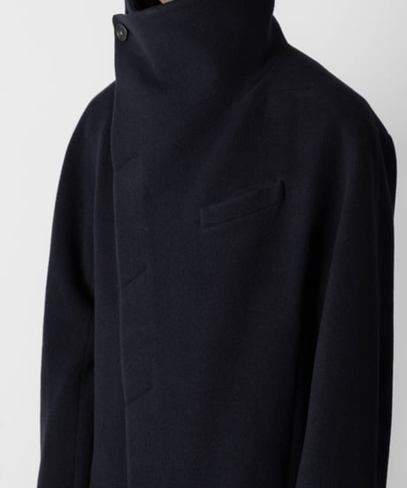 ENGLAND LAMB MELTON STAND COLLAR COAT/NAVY