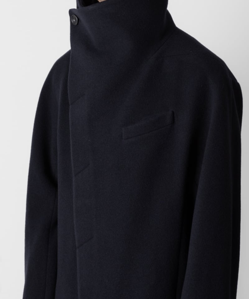 ＜Ｈ＞PILE MELTON STAND COLLAR COAT ENGLAND LAMB MELTON STAND COLLAR COAT/NAVY | at
