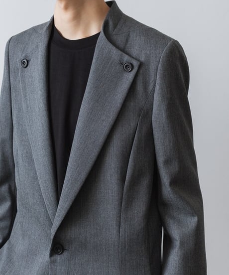 LAPEL BUTTONED JACKET/GRAY