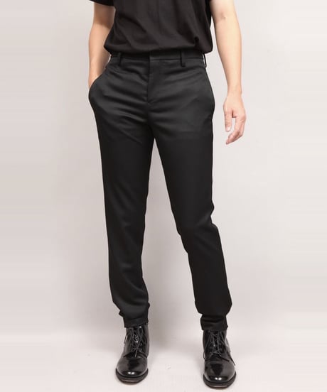 WOOL TWILL TAPERED PANTS/BLACK