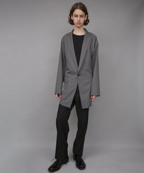 ONE BUTTON DEEP V-ZONE JACKET / GRAY