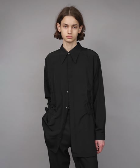 OVERSIZED SHIRRING SHIRTS/BLACK