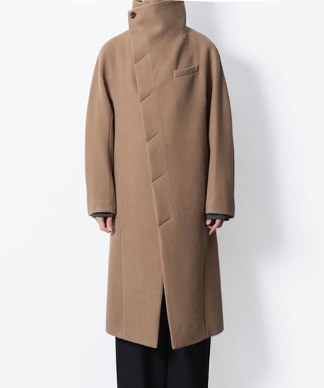 ENGLAND LAMB MELTON STAND COLLAR COAT/BEIGE