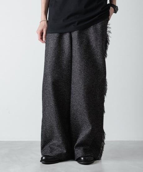WIDE FRINGE PANTS/BLACK