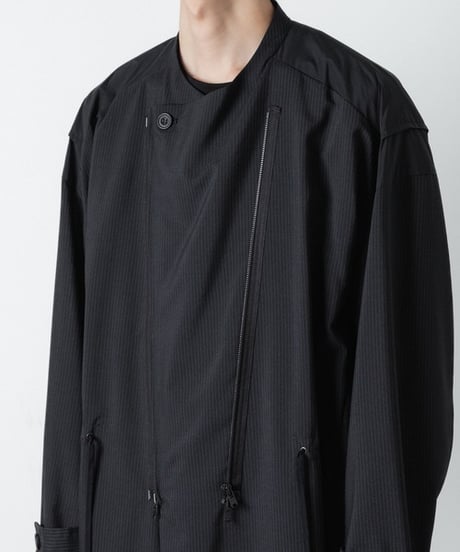 PINSTRIPE DOUBLE ZIP BLOUSON/BLACK