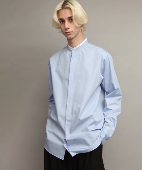 CUT OFF PLEATED SHIRTS/S.BLUE